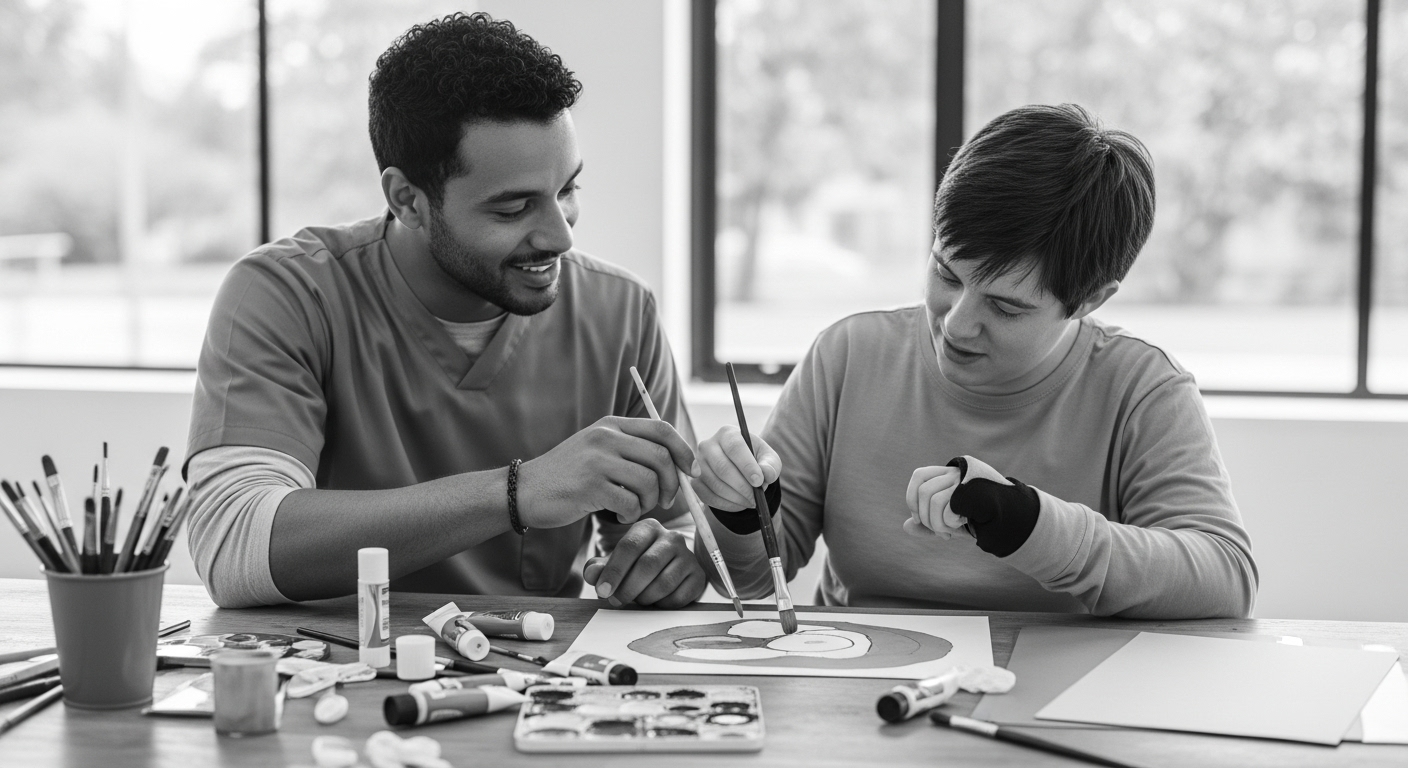 A participant painting during a creative session